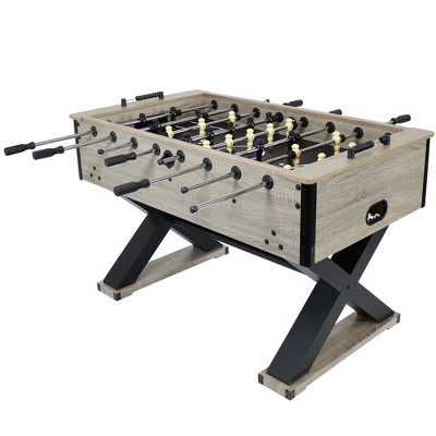 Sunnydaze Indoor Faux Rustic Distressed Wood Delano Foosball Soccer Game Table with Manual Scorers - 54" - Gray