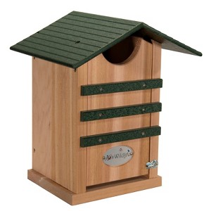JCS Wildlife Cedar Screech Owl Nest Box with Poly Lumber Roof - 1 of 4