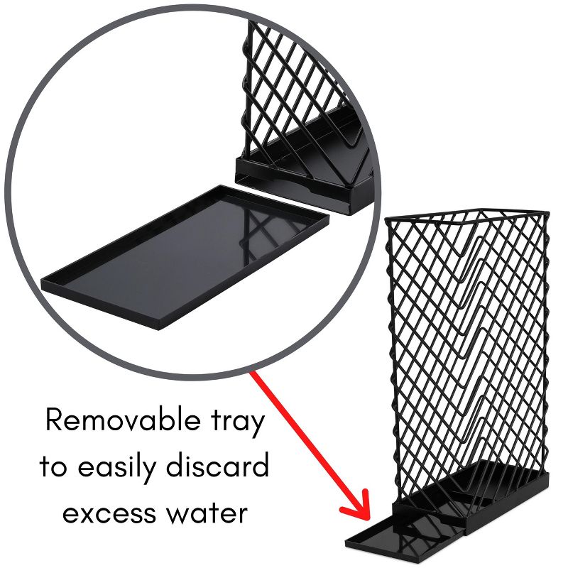 BirdRock Home Umbrella Holder Stand with Removable Water Tray - Diagonal Design - Black, 4 of 8