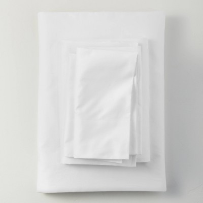 California King 500 Thread Count Washed Supima Sateen Solid Sheet Set White - Casaluna™