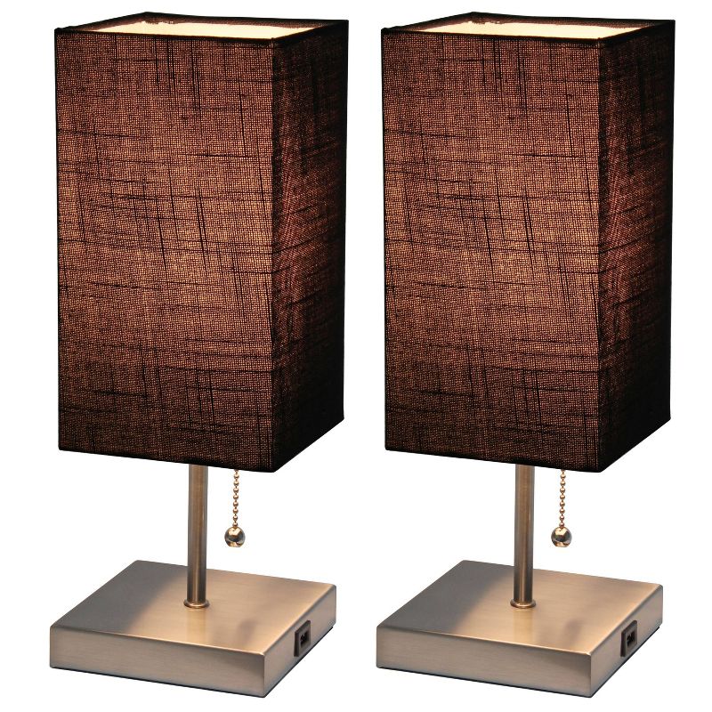 2pk Petite Stick Lamps with USB Charging Port and Fabric Shades - Simple Designs, 2 of 10