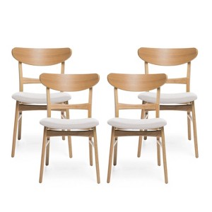 Christopher Knight Home Isador Mid Century Modern Upholstered Rubberwood Dining Chairs (Set of 4) - 1 of 4