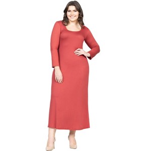 Plus Size Long Sleeve Maxi Dress - 24seven Comfort Apparel™ - 1 of 4