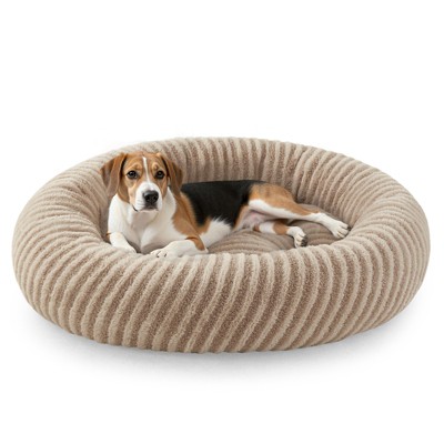 JOEJOY Round Dog Bed with Anti-Slip Bottom & Removable Cover,Rabbit Fur and Teddy Fabric with Drawstrings
