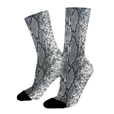 Black Snake Skin Women Printed Crew Socks Funny Funky Socks Soft Polyester Novelty Gifts for Artists Men