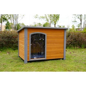 UbMelt Outdoor&Indoor Dog House for Small Medium Large Dogs Wooden Dog Kennel Waterproof&Durable,Natural+Gray - 1 of 4