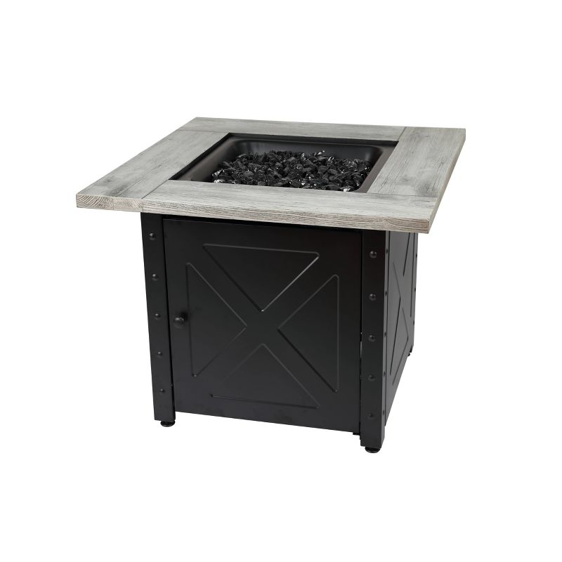 Endless Summer The Mason 30&#34; Square LP Gas Fire Pit with Faux Wood Cement Resin Mantel Black, 1 of 8