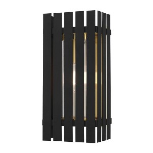 Livex Lighting Greenwich 1 - Light Wall Light in  Black/Satin Brass - 1 of 4