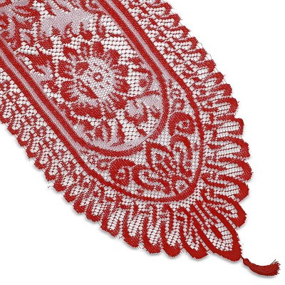 Juvale Red Lace Polyester Cloth Dining Table Runner, 72 Inches long x 13 in