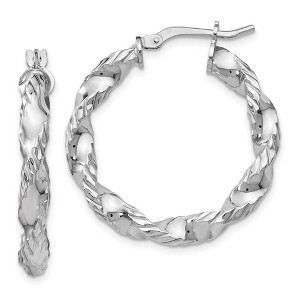 Black Bow Jewelry 4mm Polished Twisted Round Hoop Earrings in Sterling Silver, 29mm - 1 of 4