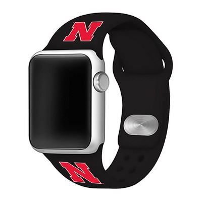 NCAA Nebraska Huskers Silicone Apple Watch Band 42mm - Black