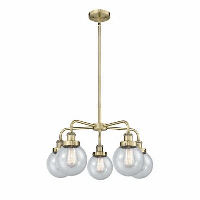 Beacon - 5 Light Stem Hung Chandelier In Art Deco Style-15.13 Inches Tall and 24 Inches Wide