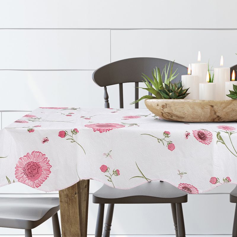 35"x35" Square Vinyl Water Oil Resistant Printed Tablecloths Pink Sunflower - PiccoCasa, 4 of 5