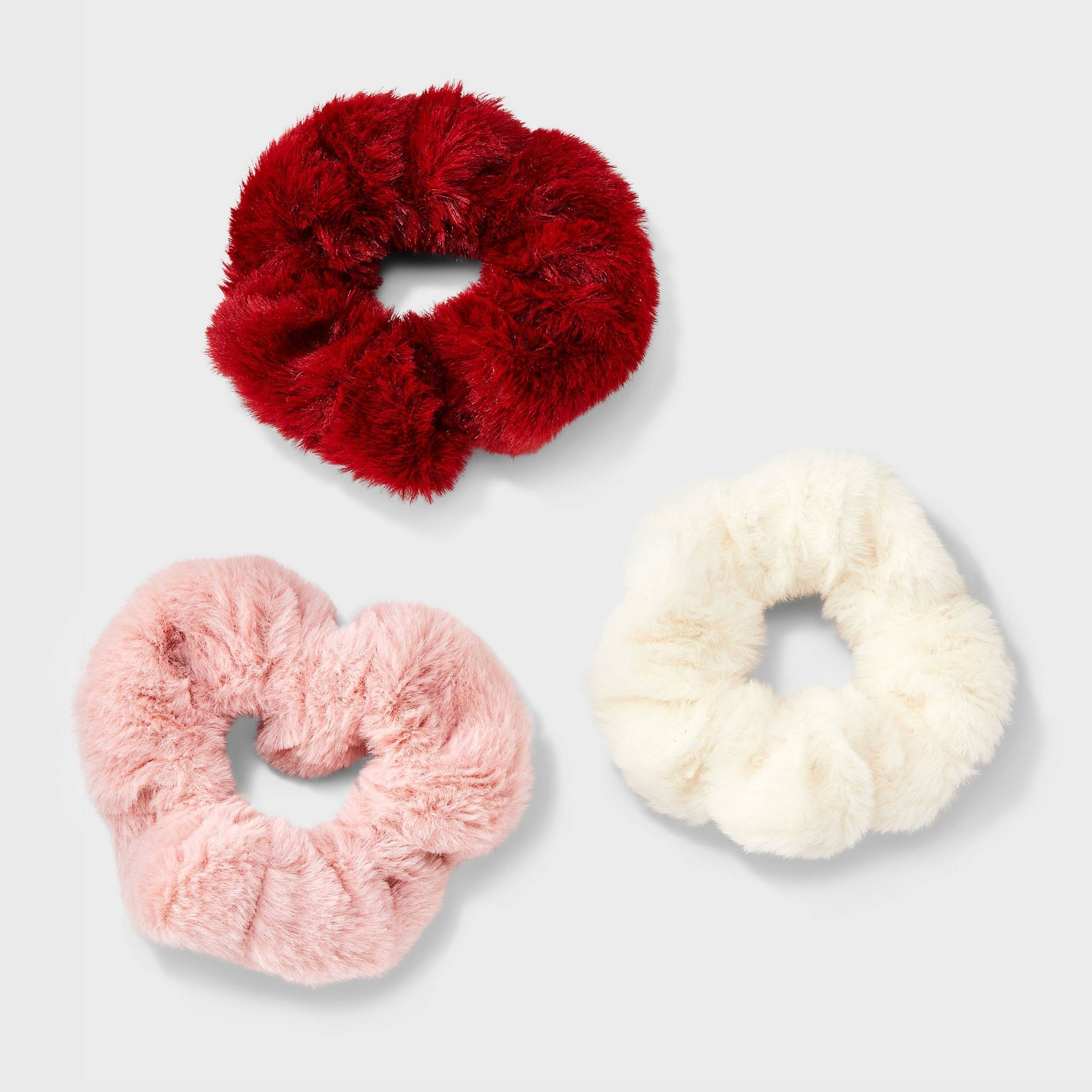 Girls' Faux Fur Hair Twister Set 3pk - art class™ Cream/Pink/Maroon