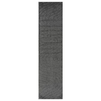 Anthracite Geometric Rectangular Stain-Resistant Synthetic Rug