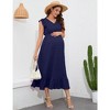 Maternity Dress Summer Ruffle Cap Sleeveless V Neck Maxi Dress Baby Shower Photoshoot - 4 of 4