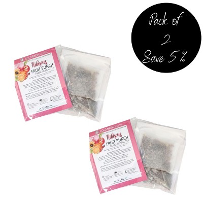 Tea n More Hibiscus Fruit Punch Cold Brew Tisane Herbal Tea Caffeinated - Pack of 2