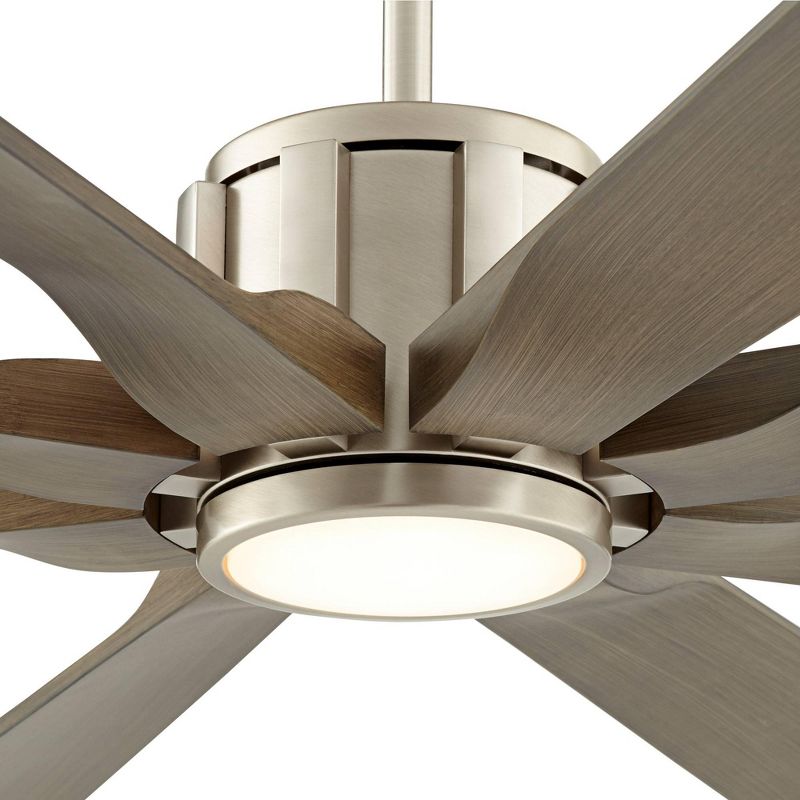 70" Possini Euro Design Modern Indoor Outdoor Ceiling Fan with Light LED Dimmable Remote Brushed Nickel Light Wood Damp Rated Patio Porch, 3 of 10