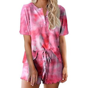 Ekouaer Tie Dye Pajamas Set Womens Loungewear Sleepwear 2 Piece PJ Sets - 1 of 4