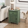 AENKYO Traditional Cottage Style Nightstand with Storage Drawer, Shaker Door End Table Distressed Finish for Bedroom - Vintage Green - 4 of 4