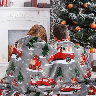 Catalonia Christmas Reversible Sherpa Fleece Throw Blanket, 50x60 inches