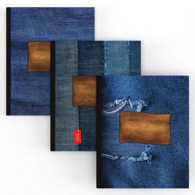 Jeans Design Composition Notebook Wide-Ruled 100 Sheets (48 Packs)