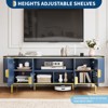 70" TV Stand with Faux Marble Top, Luxury Media Console Table with Adjustable Shelves, Curved Profile Sliding Doors blue - 4 of 4