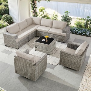 Outdoor Sectional Sofa Patio Furniture Sets with Thickened Cushions - 1 of 4