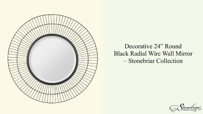 Modern Radial Black Metal Wire 24" Wall Mirror