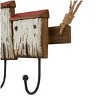 11"x16" Wood Handmade Distressed House 3 Hanger Wall Hook with Red Roof Accents and Hanging Rope Cream - Olivia & May - 4 of 4