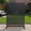 Outdoor Metal Privacy Screen 72"x47" Freestanding Decorative Fence Panels with Stand,Steel Divider & Climbing Plant Trellis for Patio Garden Balcony - 4 of 4