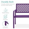 Best Choice Products Indoor Outdoor Steel Garden Bench w/ Geometric Backrest, Foot Levelers - 2 of 4