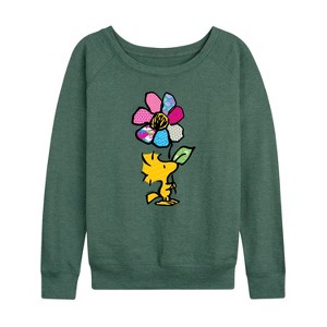 Women's - Peanuts - Woodstock With Flower And Pattern Lightweight French Terry Slouchy - 1 of 4