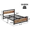 Vintage Industrial Bed Frame with Rustic Wood Headboard, 14" Underbed Storage, No Box Spring Needed, Easy Assembly - 3 of 4