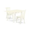 East West Furniture 3 Pc Kitchen Table set - Robust Two 9-Inch Drop Down Leaves Solid Wood Dinette Table & 2 Wooden Seat Dining Chairs,  White - 2 of 4