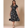 INSPIRE CHIC Women's Summer V Neck Cap Sleeve Smocked Brush Strokes Print Long Dress - 4 of 4
