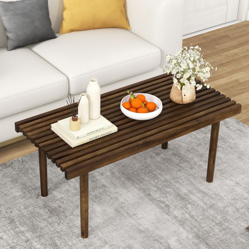 Tangkula 39 x 18 Inch Coffee Table Rustic Farmhouse Style Solid Wood Cocktail Table with Slatted Tabletop, 4 of 8