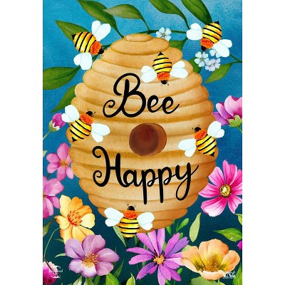 Bee Happy Multicolor Polyester Outdoor Garden Flag 18" x 12.5"