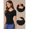 INSPIRE CHIC Women's Short Sleeves Asymmetrical Neck Ruched Going Out Crop Basic Blouses - 2 of 4