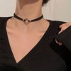 Black Necklaces for Women, Adjustable Layered Velvet Leather Lace Collar Necklace - 3 of 4