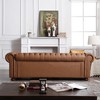 88.5" Faux Leather Round Arm Chesterfield Sofa with Bronze Nailhead Trim - 4 of 4