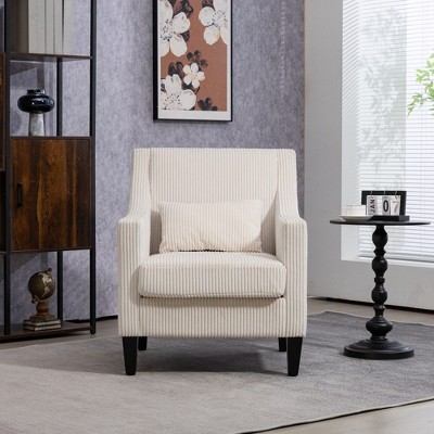 CAVINAS Corduroy Upholstered Accent Chair,Comfortable Arm Chairs  with Armrest and Pillows for Bedroom,Reading Room