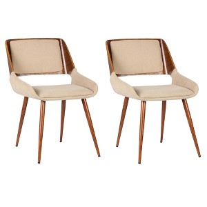 Armen Living,Panda Mid-Century Dining Chair Faux Leather Set Of 2 - 1 of 4