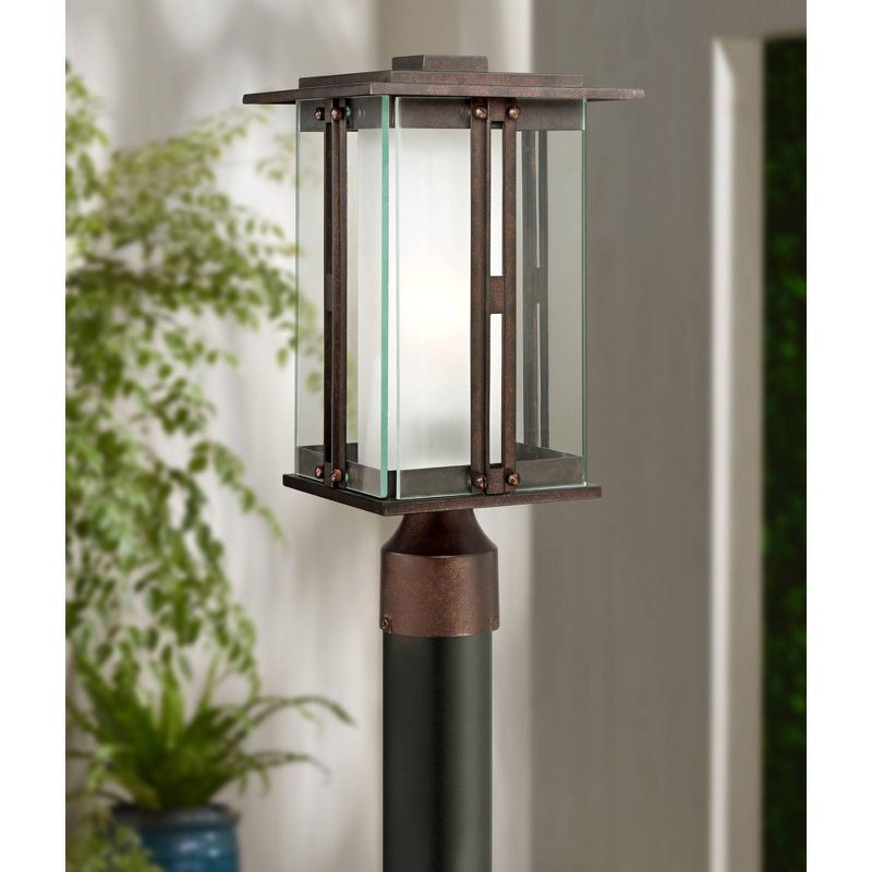 Franklin Iron Works Fallbrook Modern Industrial Post Light Bronze 15 3/4" Clear Frosted Double Glass for Exterior Barn Deck House Porch Yard Patio, 2 of 7