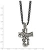 Black Bow Jewelry Men's Stainless Steel Antiqued Fancy Scroll Cross Necklace, 20 Inch - 3 of 4