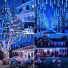 12 Inch 8 Tubes Meteor Shower Lights Outdoor Christmas Lights UL Certified Falling Rain Drop Snowfall Icicle Cascading String Light for Xmas Holiday - 2 of 2