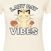 Women's - Pokémon - Lazy Day Vibes Meowth Fitted Graphic T-Shirt - 2 of 3