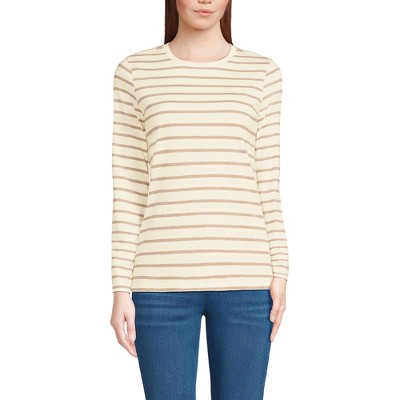 Lands' End Women's Relaxed Supima Cotton Long Sleeve Crew Neck T-Shirt