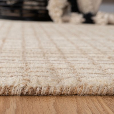 Himalaya Hand-Loomed Solid Beige Wool Area Rug 3' x 5'