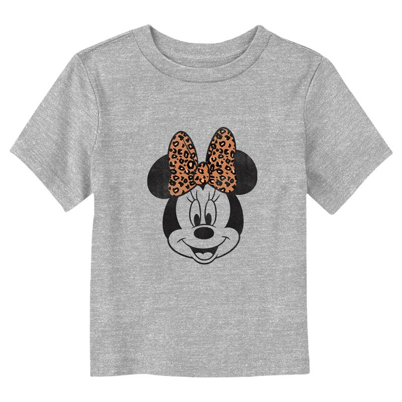 Toddler's Mickey & Friends Distressed Minnie Mouse With Cheetah Print Bow T-Shirt, 1 of 4